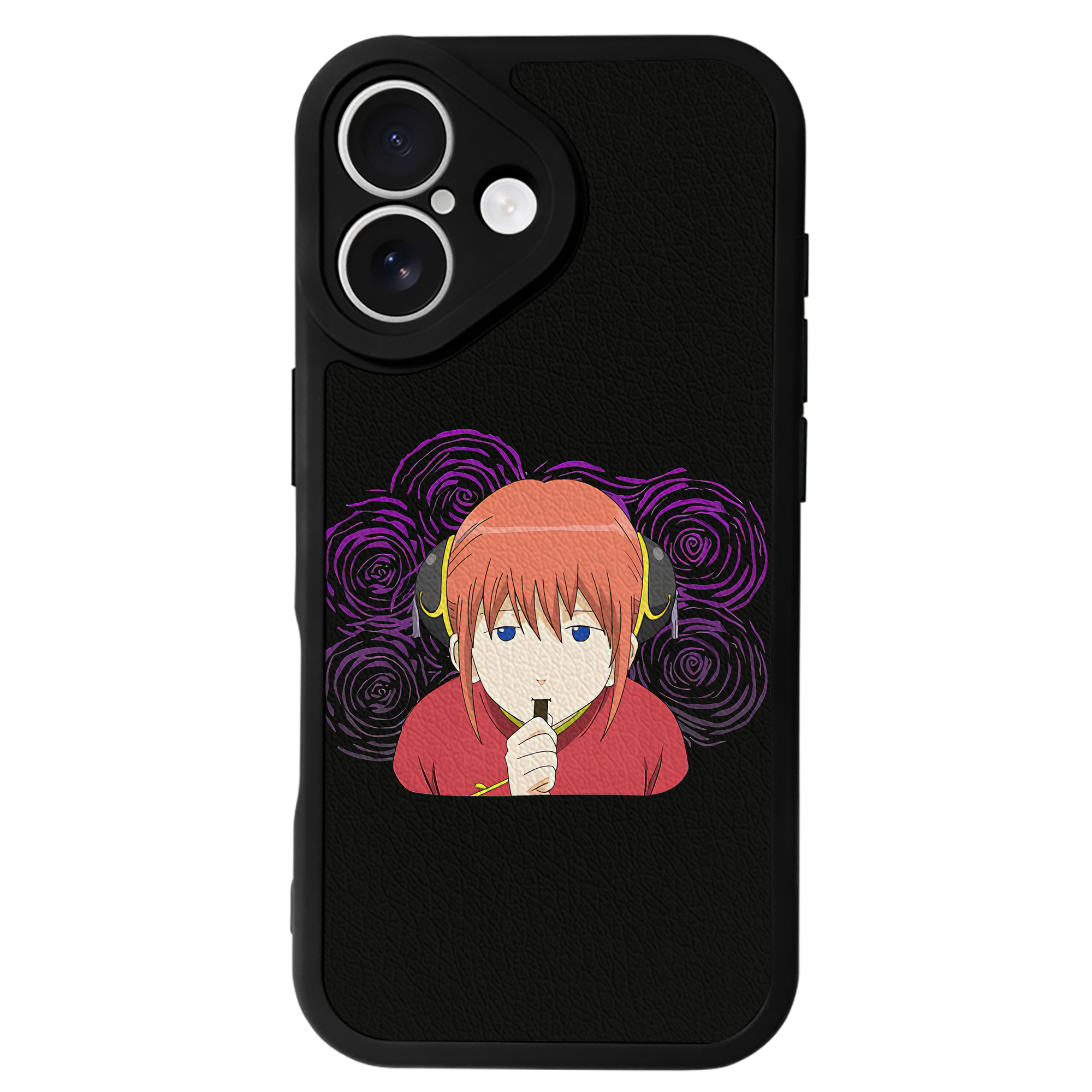 （画像用） ぎんたま 坂田銀時（さかたぎんとき） 神楽 志村新八（しむら しんぱち） GINTAMA Sakata Gintoki Kagura Shimura Shinpachi 【iPhone 16シリーズ対応】シリコンスマホケース（レザー調） 材質：シリコン